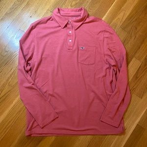 Vineyard Vines Mens Red Edgartown Long-Sleeve Polo